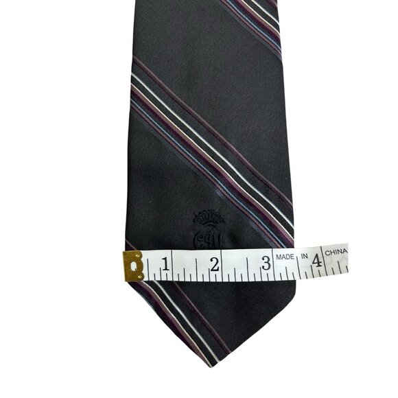 Vintage Christian Dior Tie 90s Black Red Blue Diagonal striped preppy - Picture 5 of 5
